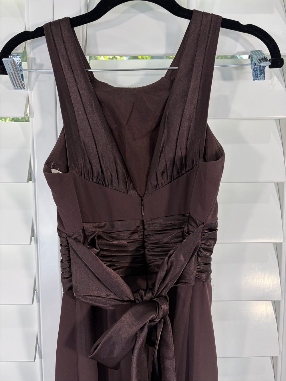 NWT David's Bridal Chiffon & Charmeuse Truffle Long Evening Gown (2) - Picture 7 of 12